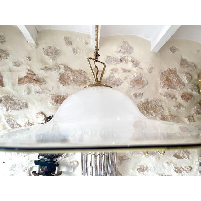 White Murano Glass Suspension attributed to Vistosi, Italy, 1980 For Sale - Image 4 of 11