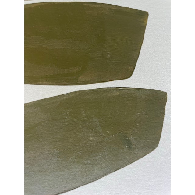 Abstract minimalist acrylic painting on French hand crafted cotton paper. Framed in a gold frame. All works on paper are...