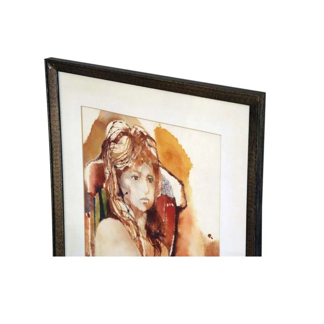 Myra Sides Copus Original Watercolor Painting Portrait of a Girl For Sale - Image 10 of 12