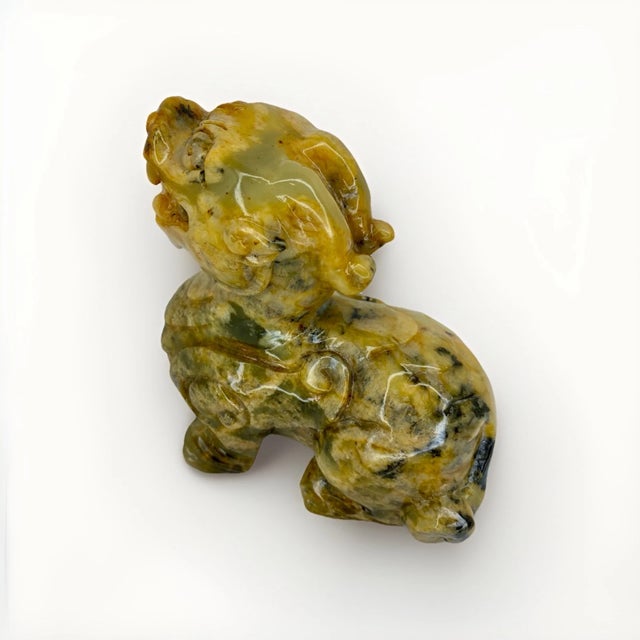 Chinoiserie Unique Antique Chinese Jade Pixiu Statue Wealth Guardian Feng Shui Fortune Beast For Sale - Image 3 of 12