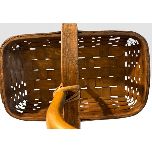 Wood Rare Early 20th Century Shelton Basket Company Spiked Garden Foraging Cane and Gathering Trug For Sale - Image 7 of 16