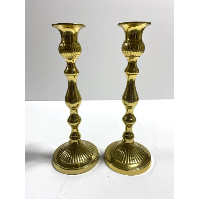 1980s Vintage Graduated Brass Candlesticks – Set of 6 For Sale - Image 5 of 10