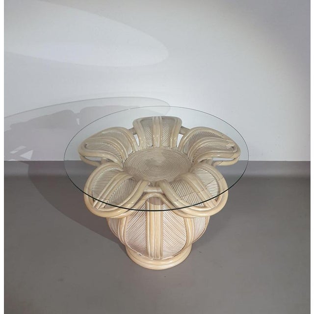 Pencil Reed, Rattan and Bamboo Bell Flower Side Table For Sale - Image 5 of 18