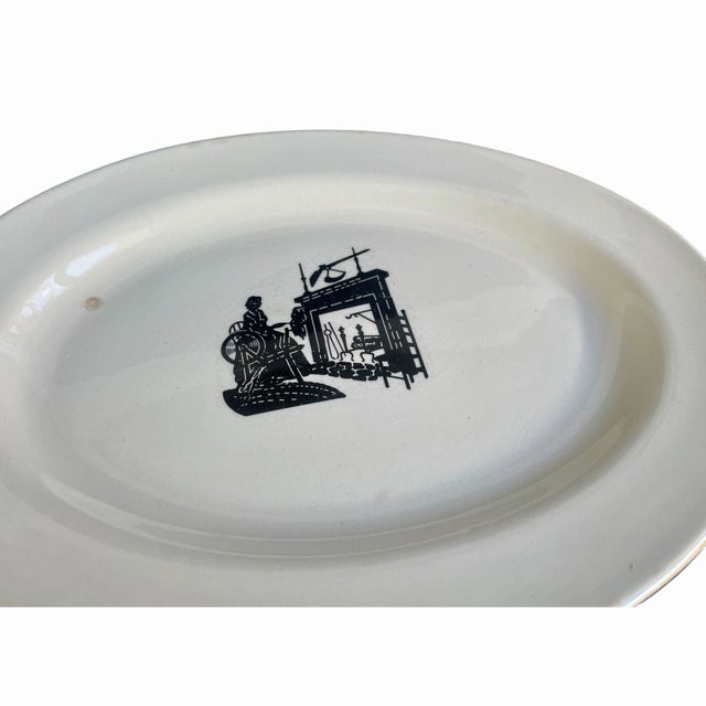 Farmhouse Vintage Harker Platter – Colonial Lady Pattern - 1940s Bakerite Oval Serving Plate For Sale - Image 3 of 7