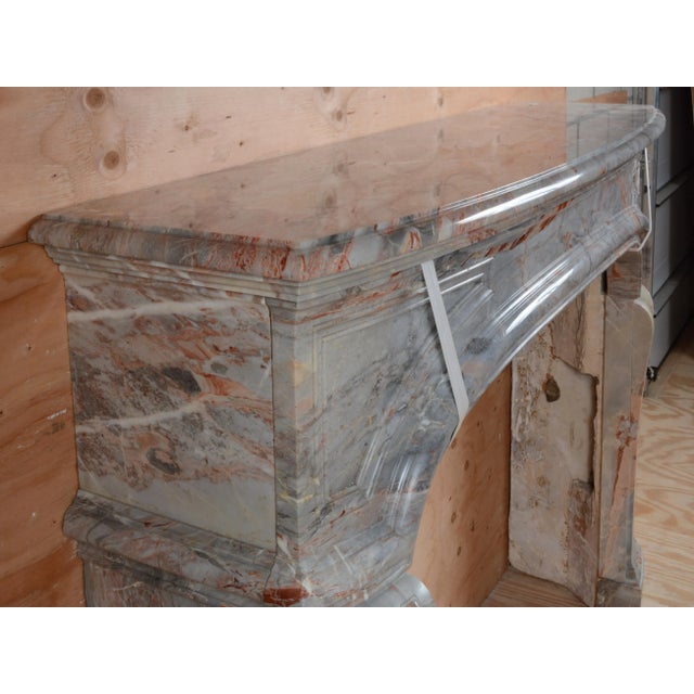 #329 Antique Louis XIV style Sarrancolin Marble Fireplace Mantel 19th Century - French 49" x 66" outside 40" x 48" inside...