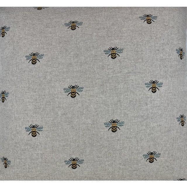 20" Square Decorative Throw Pillow Adorned With a Pattern Made Up of Stately Bees in Flight - Made in the U K. This pillow...