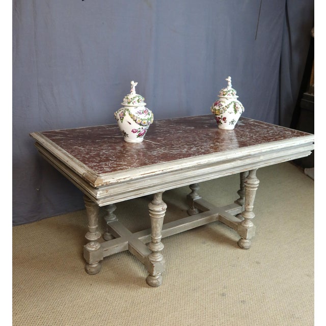 Beige 19th Century Console Table with Marble TOp, 1890s For Sale - Image 8 of 13