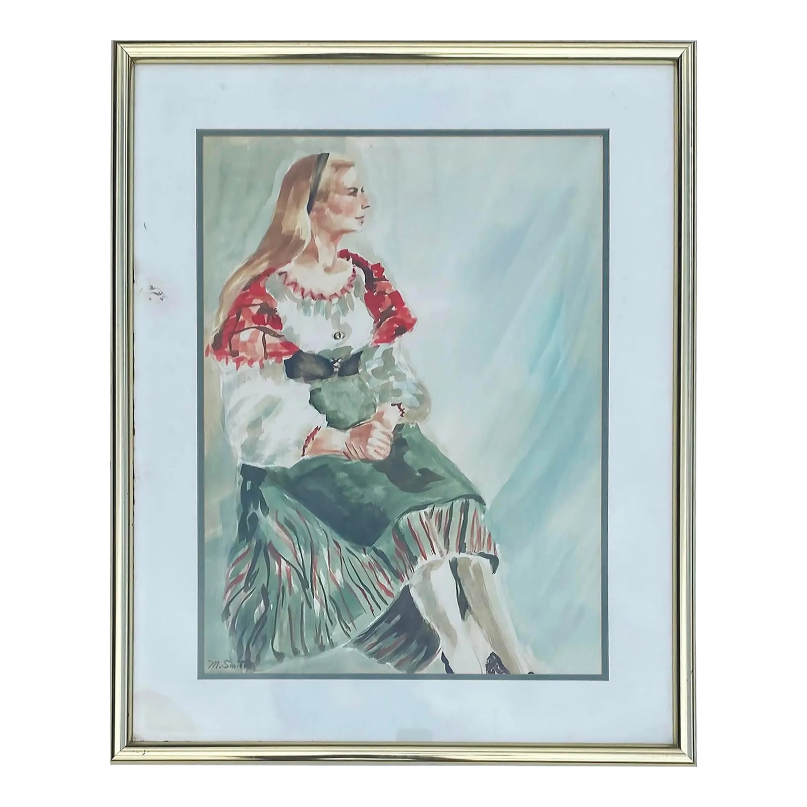 Vintage Marian Smith Watercolor Painting on Paper | Chairish