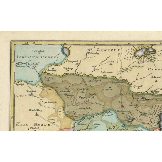 Cartographic Depiction of Flensburg and Surrounding Territories, 1648 For Sale - Image 6 of 8