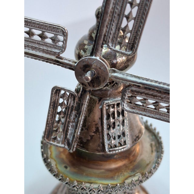 Vintage 925 Sterling Silver Judaica Besamim Windmill Spice Box - Mid-20th C. For Sale - Image 15 of 17