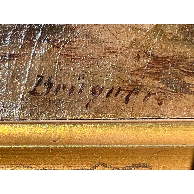 Gold Antique Continental School Oil on Canvas Landscape With Windmill, Signed “Brüguer,” Circa 1880-1910 For Sale - Image 8 of 10