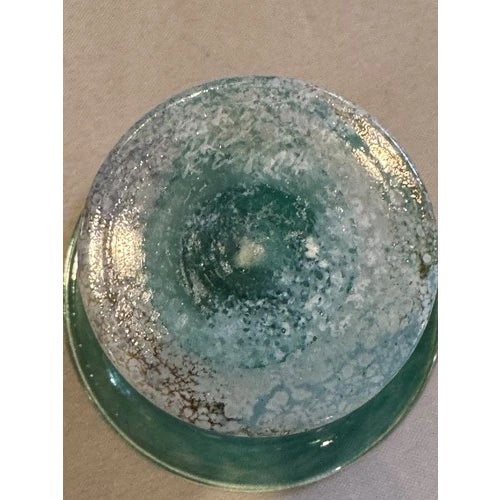 Vintage Signed Kosta Boda Blue Glass Pedestal Vase For Sale - Image 12 of 12