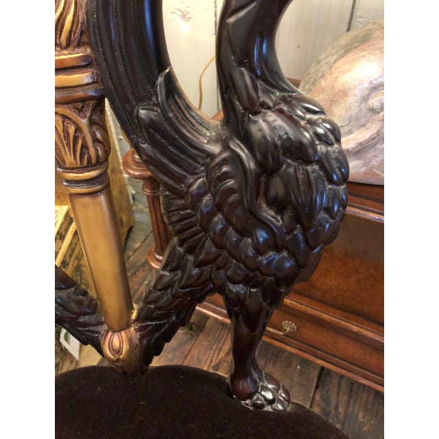 Black Hurtado Valencia Spain Swan Carved Armchair For Sale - Image 8 of 12