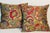 Gorgeous brocade woven colourful floral textile pair of pillows.