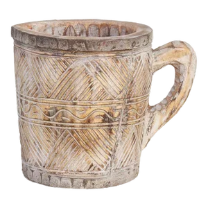 Rustic Carved Wooden Pot-Cawa
