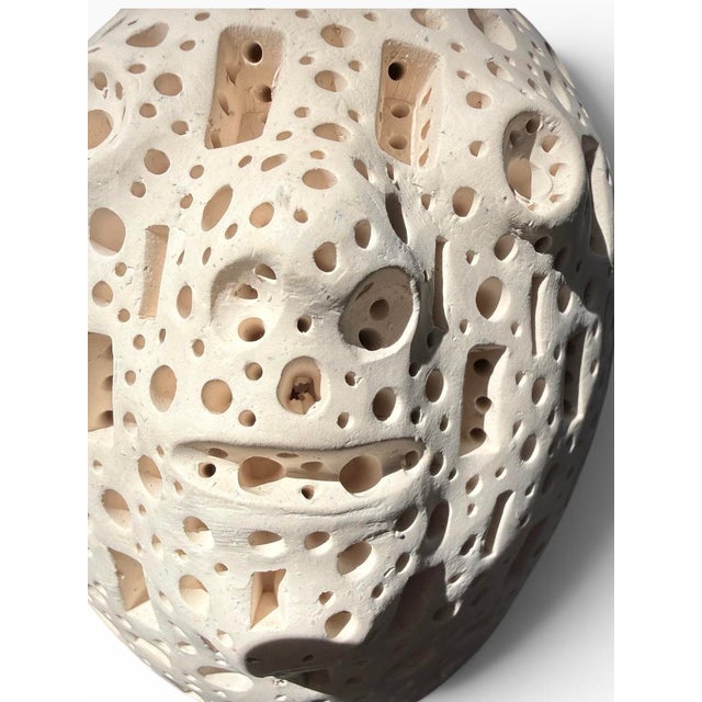 1980s Alexander Ney Perforated Terracotta Head Sculpture, C. 1980s For Sale - Image 5 of 13