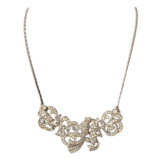Vintage Marcasite Necklace in 835 Silver, 1930s For Sale