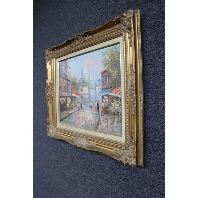 Framed European Village Oil on Canvas For Sale - Image 4 of 8