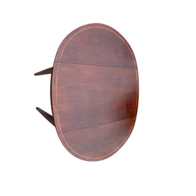 Wood Vintage Mersman Federal Style Mahogany Drop Leaf Accent Table With Drawer For Sale - Image 7 of 15