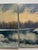 Textile Vintage Traditional Impressionist White Winter Landscape Original Oil Painting Diptych, a Pair in Cerulean Blue, Burnt Umber & White For Sale - Image 7 of 11