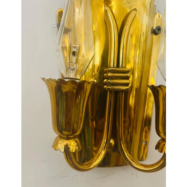 1960s Golden Brass Regency Italian Mid Century Wall Lamps - A Pair For Sale - Image 10 of 11