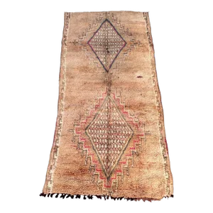 1980s Moroccan Large Peach Rug - 5'3" X 11'3" Ft