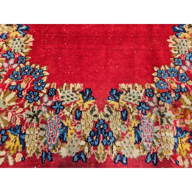 Vintage Persian Kerman Runner Rug, Hand-Knotted Wool, Floral Design, Red & Yellow, 3x13 For Sale - Image 14 of 15