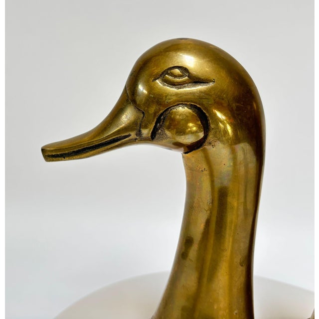 Vintage Brass Duck Head Bookends Hollywood Regency Circa 1950 For Sale In Palm Springs - Image 6 of 8