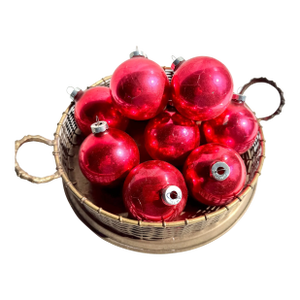 Mid 20th Century Modern Pink Mercury Glass Christmas Ornaments- Set of 10