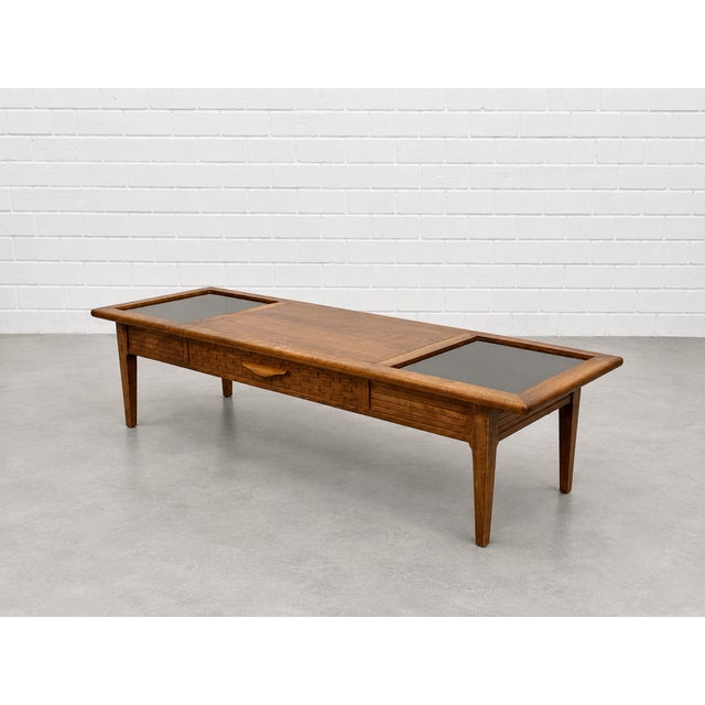 Mid Century Modern Walnut + Smoked Glass Coffee Table by Lane Furniture For Sale In New York - Image 6 of 8