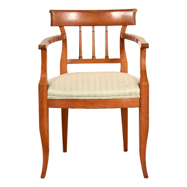 Kindel Furniture Regency Solid Cherry Wood Klismos Armchair For Sale