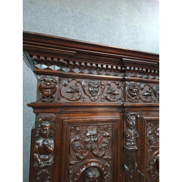Antique Carved Walnut Buffet, 1890s For Sale - Image 3 of 9