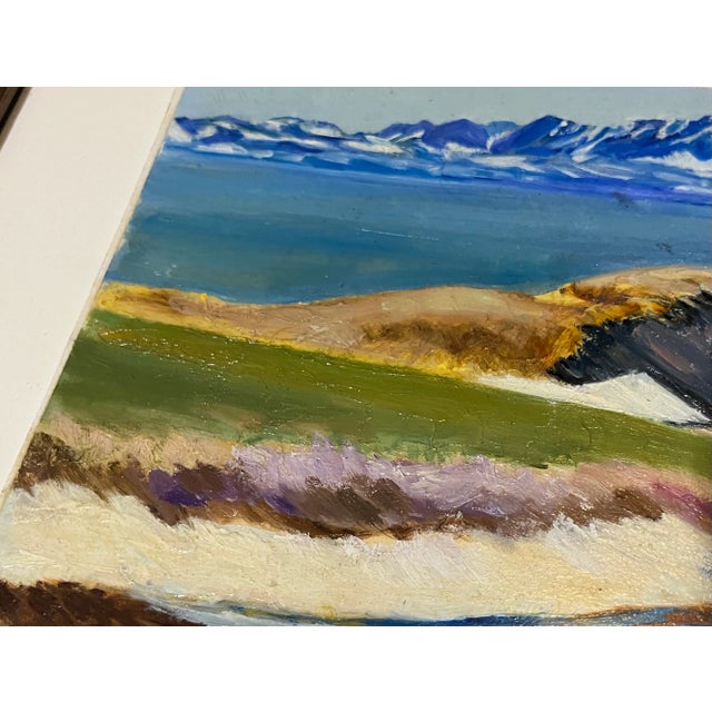 Vintage Landscape / Seascape Painting Oil on Board Framed For Sale - Image 4 of 7