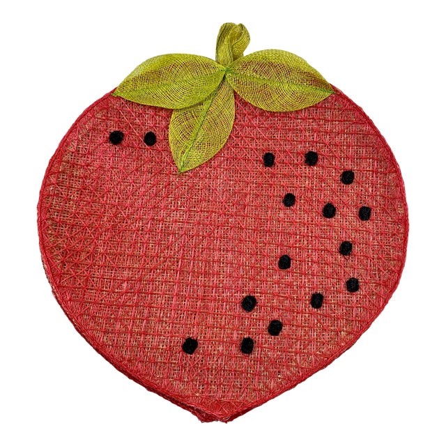 Vintage Strawberry Raffia Placemats-Set of 4 For Sale