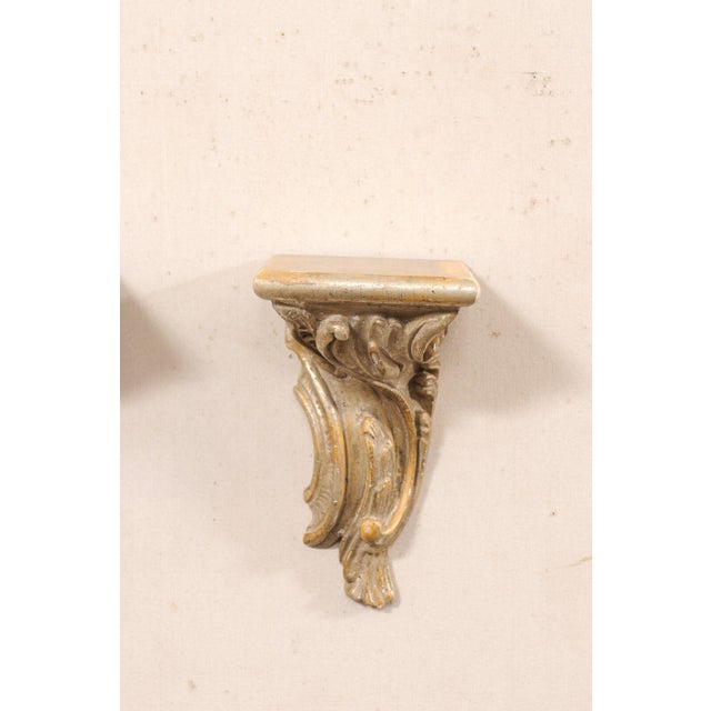 19th Century Italian Baroque Silver-Gilt Wood Wall Brackets - A Pair For Sale - Image 11 of 11