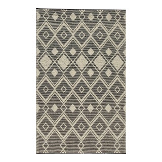 5x8 Luna Kilim Black Diamond Modern Handmade Wool Carpet Rug For Sale