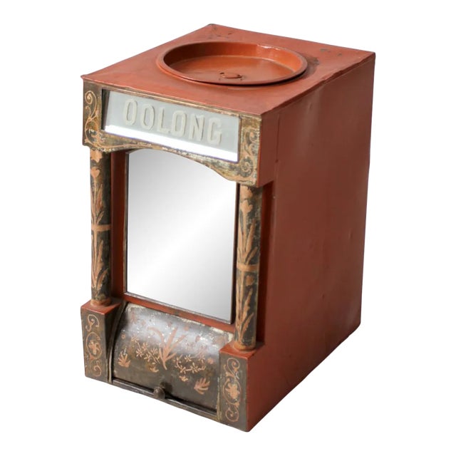 Antique Hand Painted Oolong Tea Bin For Sale