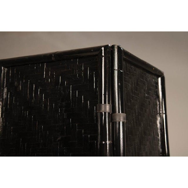 Italian Black-Painted Bamboo Folding Screen, 1970s For Sale - Image 9 of 14