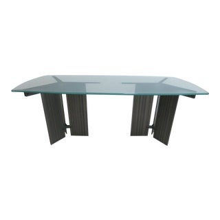 Vintage Industrial Steel Pedestal Conference Table For Sale