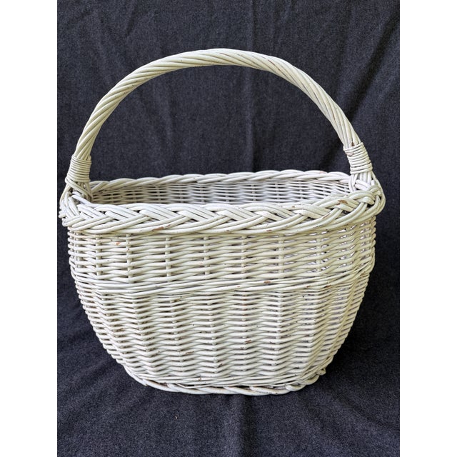Antique Painted Gathering Willow Basket With Top Handle For Sale - Image 16 of 18