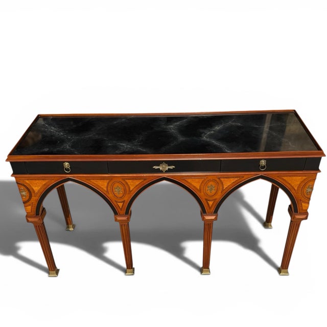 Gothic Mario Buatta Gothic Regency Console Table For Sale - Image 3 of 9