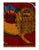 A modern small throw rug handmade during the 21st century with a pictorial design of a male lion in red-over a multi color...