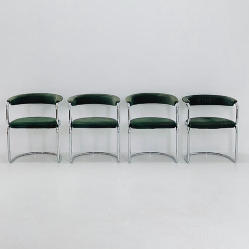 Mid-Century Modern Green Velvet Dining Table Armchairs by Giotto Stoppino, Italy, 1970s For Sale - Image 13 of 18