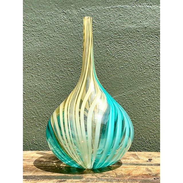 Vintage Glass Swirl Vase After Murano For Sale - Image 12 of 12