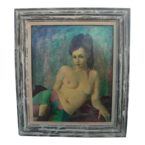 Mid Century Modern Topless Lounging Female Nude by Abruzzi