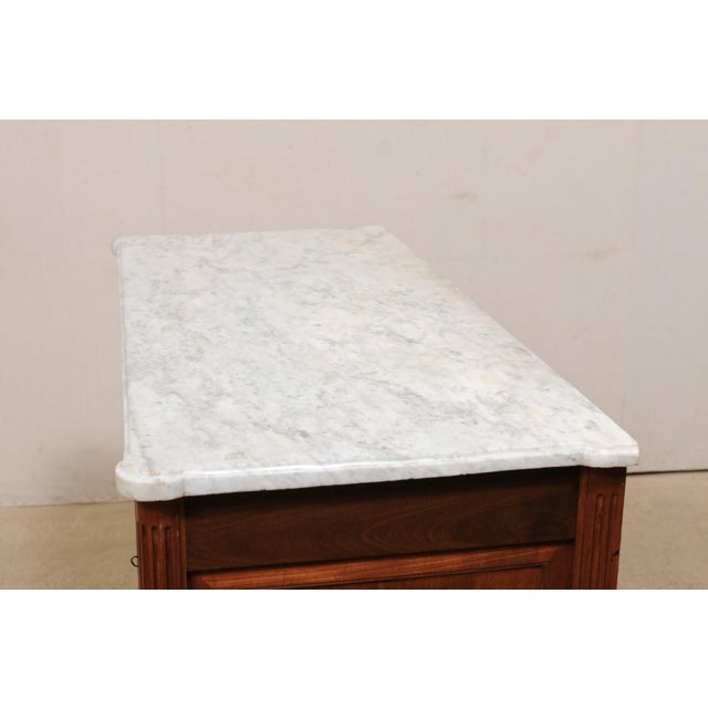 Early 19th Century French Mahogany Marble Top Cabinet, C. 1820 For Sale - Image 5 of 11