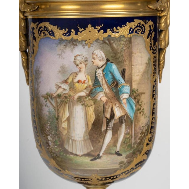 Vases in Enameled and Gilt Porcelain, Set of 2 For Sale - Image 9 of 12