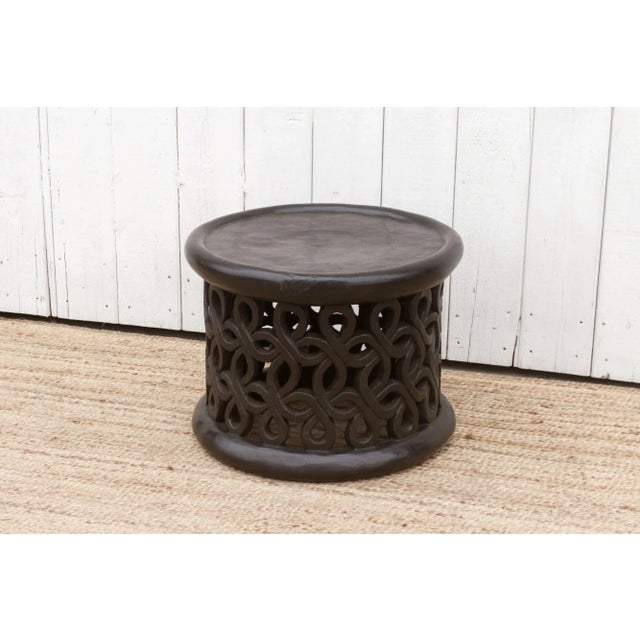 Wood African Floral Bamileke Stool For Sale - Image 7 of 10