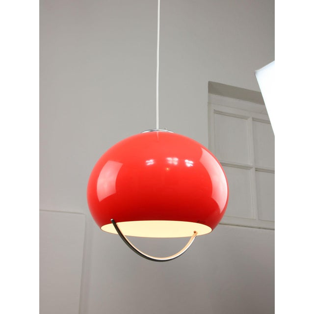 Plastic Italian Space Age Red Jolly Pendant Lamp from Guzzini For Sale - Image 7 of 18