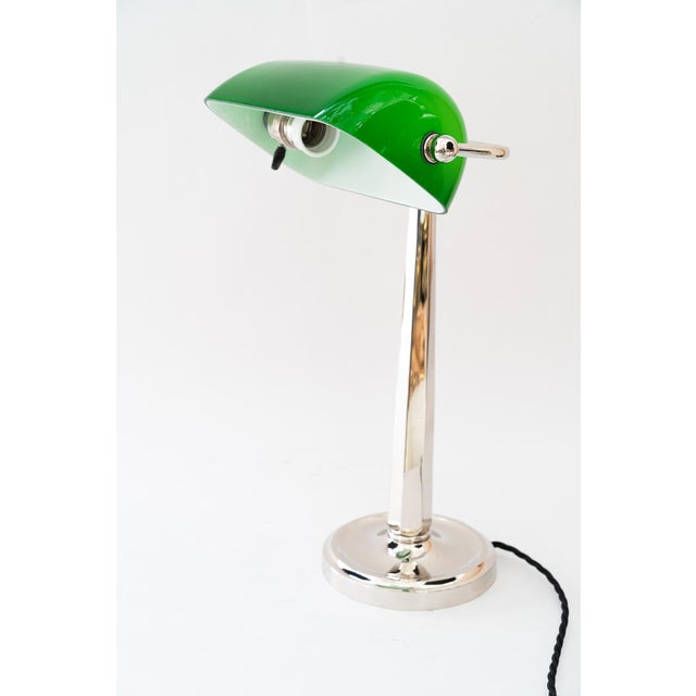 Art Deco Nickel-Plated Banker Table Lamp, Vienna, Austria, 1920s For Sale - Image 4 of 18